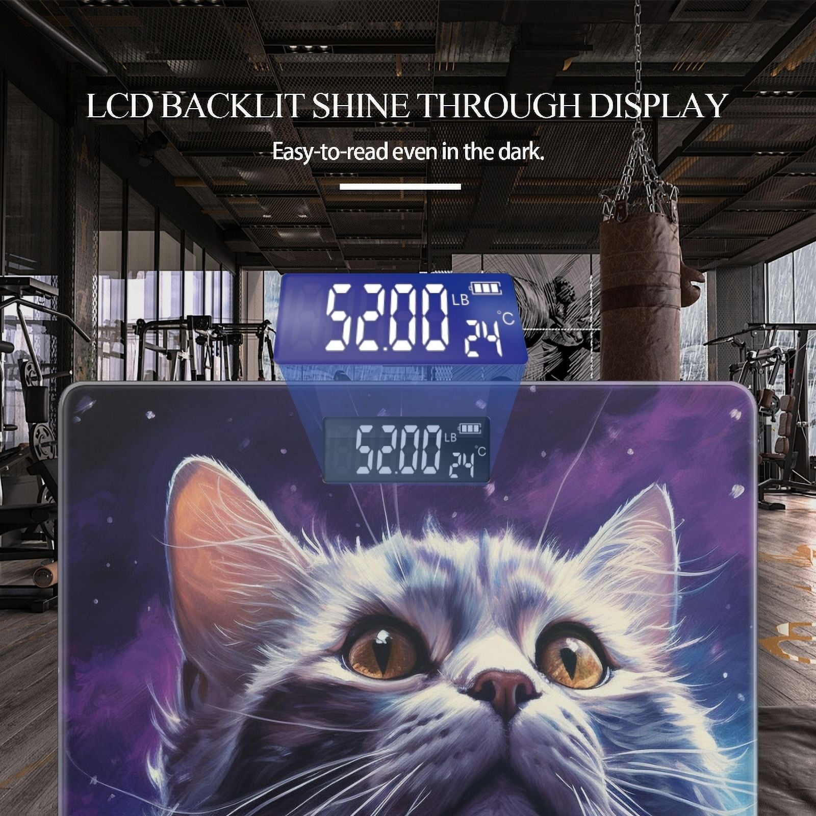 Bathroom Scale, Highly Accurate Digital Body Scale,Precisely Measures Weight up to 400 lbs-Beautiful Cat With Large Eyes And Long Fur