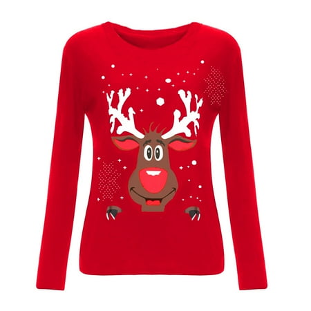 

BELLZELY Family Christmas Pajamas Clearance Women 3D Print Polka Dot Christmas Xmas Sweatshirt Pullover Family Matching
