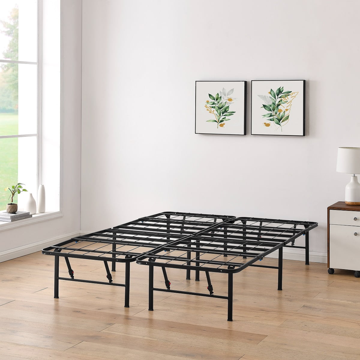 Mainstays 14 High Quad Fold Steel Platform Bed Frame Twin Walmart