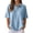 #4-Light Blue, variant on YaEYa Henley Tops for Women Waffle Knit Solid Color V Neck Short Sleeve Polo Shirts Basic Lapel Collared Summer Top (Beige,L)