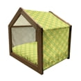 thumbnail image 2 of Lime Green Pet House, Lemon and Lime in Pop Art Inspired Pastel Toned Squares Graphic, Outdoor & Indoor Portable Dog Kennel with Pillow and Cover, 5 Sizes, Yellow Lime Green, by Ambesonne, 2 of 5