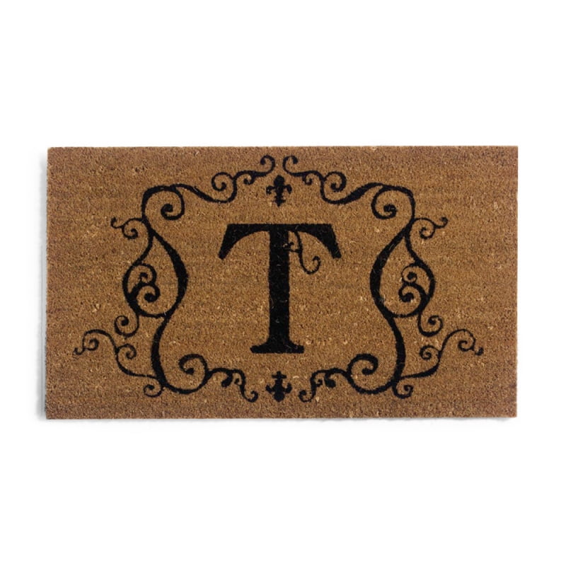 Evergreen Floor Mat Coir Insert, Monogram "T", 28'' x 16'' inches
