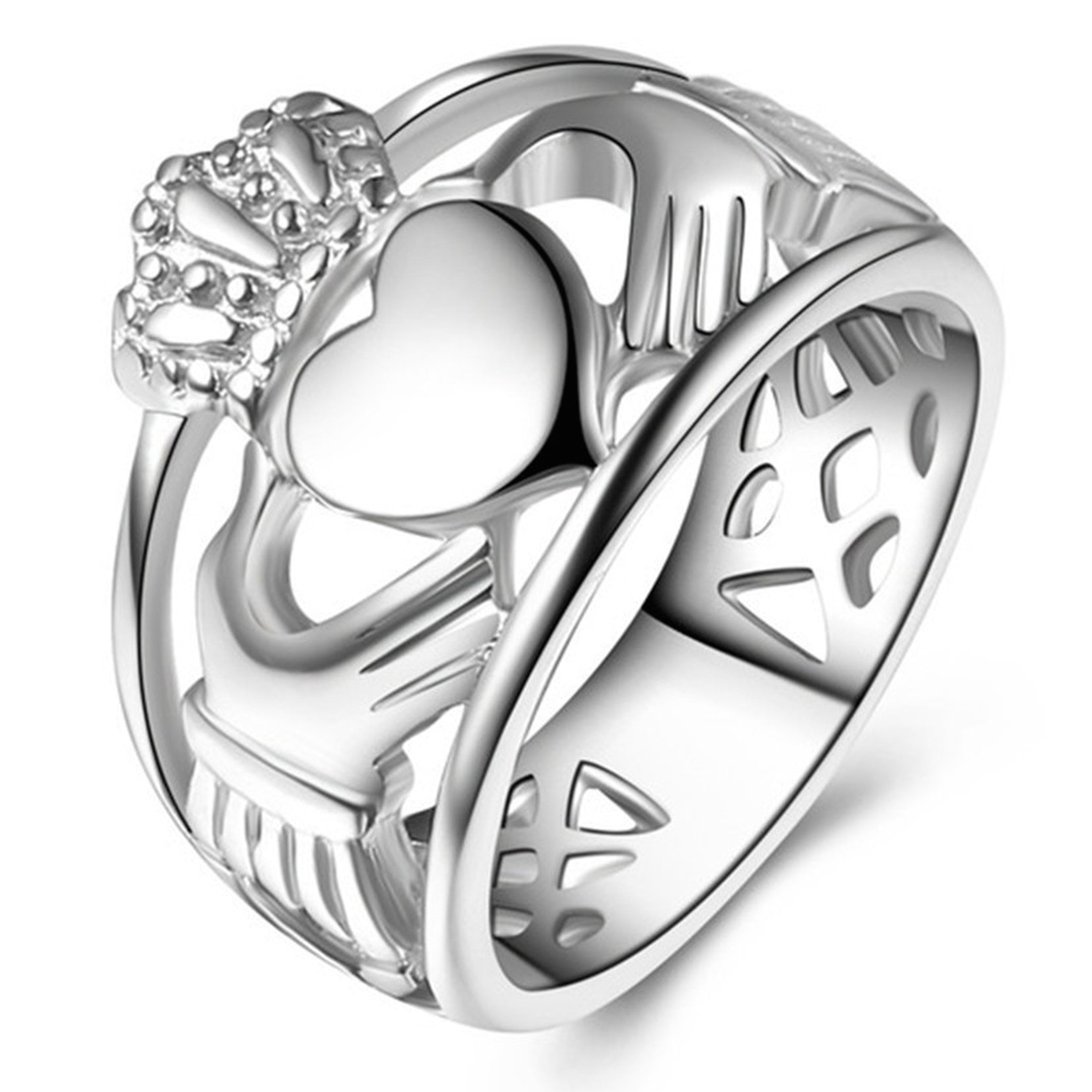 Unisex Claddagh Ring, Stainless Steel Irish Friendship Love Ring, For