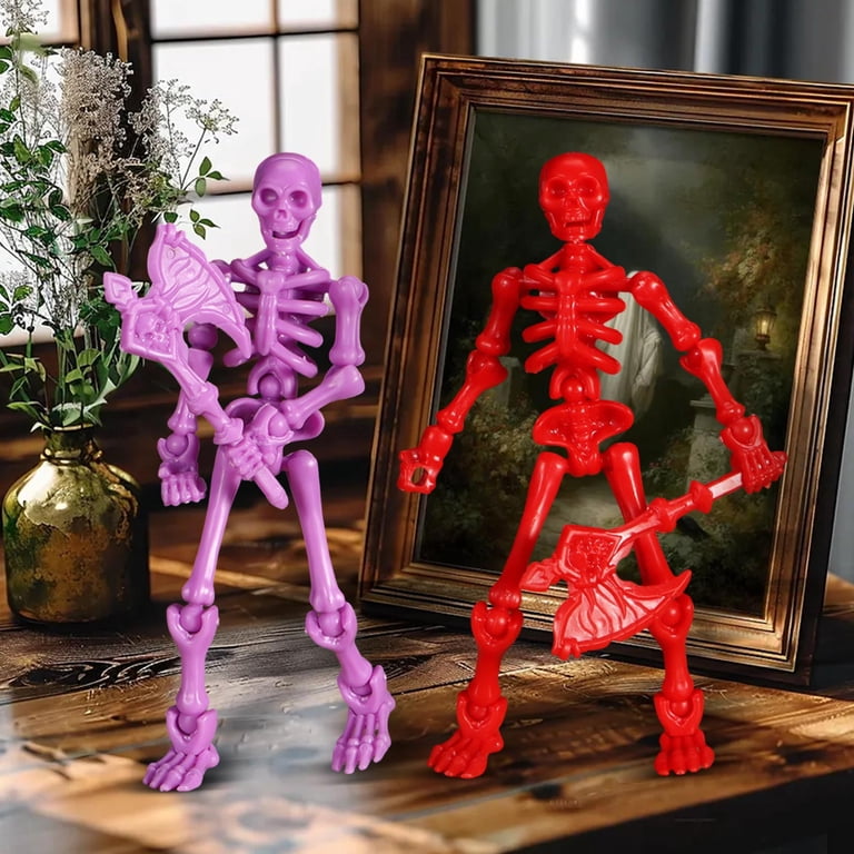 Fully Posable Skeleton Action Figure with 6 Weapons 3D Assembly