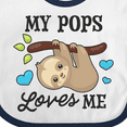 thumbnail image 4 of Inktastic My Pops Loves Me with Sloth and Hearts Boys or Girls Baby Bib, 4 of 4