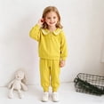 thumbnail image 2 of NIEWTR Kids Sweatsuit Set Girls Infant Toddler Girl Long Sleeve Crewneck Top with Elastic Waist Pants Fall Winter Daily Wear Comfy Sleep Set Soft for 0-6Y(A-Yellow,7-8 Years), 2 of 6