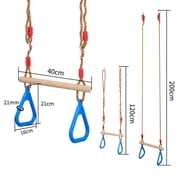 Kids Swing Bar with Gym Rings Wood Hanging Hoop Monkey Bars Wooden Swing Set for Indoor and Outdoor Backyard Equipment Sports Toy