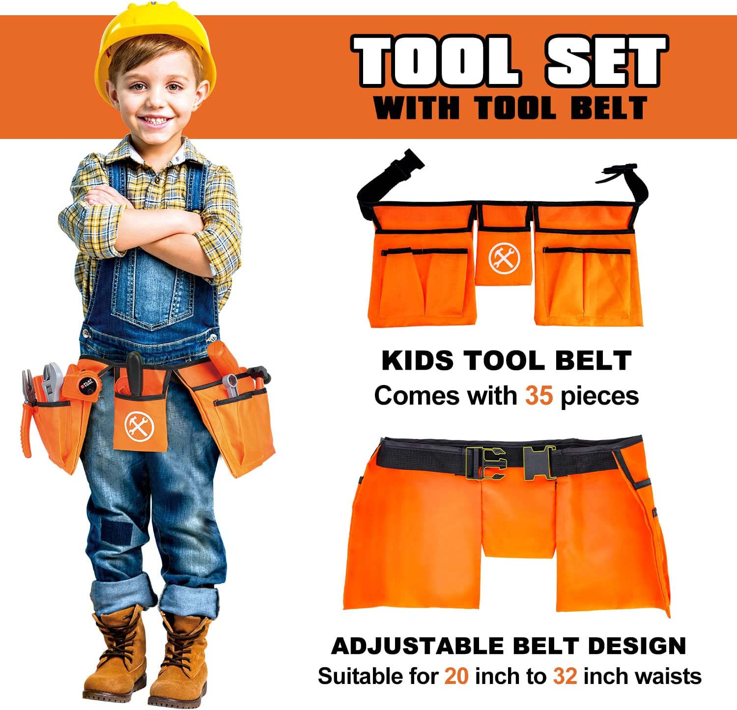 Toy Life 35-Piece Kids Tool Set with Electric Drill & Belt photo 5