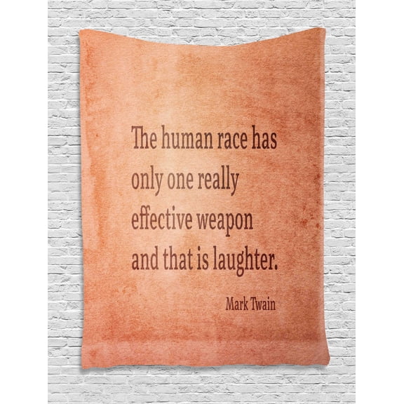One and Only Saying Tapestry, Famous Mark Twain Quoting Saying Joyous Motivating Words, Wall Hanging for Bedroom Living Room Dorm Decor, 60W X 80L Inches, Pastel Brown and Cinnamon, by Ambesonne