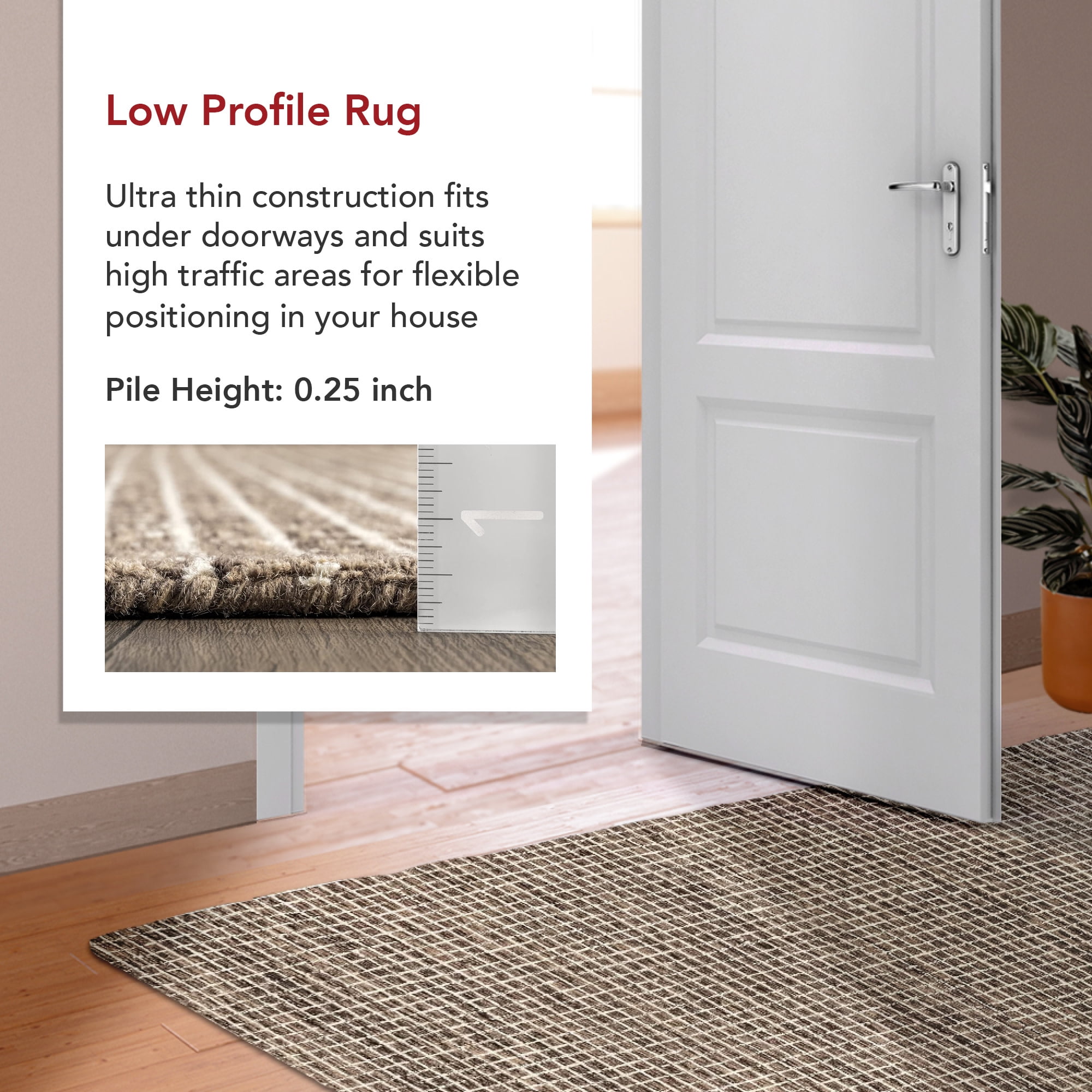 Rugs USA Melrose Checked Wool Area Rug, 8' 6" x 11' 6", Melrose Brown