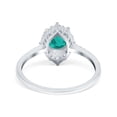 thumbnail image 4 of Halo Vintage Round Ring Paraiba Tourmaline CZ 925 Sterling Silver Size 7, 4 of 7