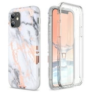 SURITCH Compatible with iPhone 12 Mini Case with Built-in Screen Protector 5.4",2020, Full Body Protective Marble Stylish Shock-Absorption Bumper Cover for iPhone 12 Mini
