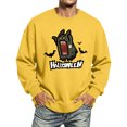 thumbnail image 4 of Halloween Themed Sweatshirt for Men Funny Pumpkin Ghost Print Casual Long Sleeve Spooky Pullover Sweatshirt Fall Winter Fashion Comfy Tshirts Yellow XL, 4 of 5
