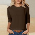 thumbnail image 2 of DHFJKG Womens 3/4 Sleeve Tee Solid Color 3/4 Sleeve Round Neck Basic Top Casual Soft Shirt Comfy Tops, 2 of 5
