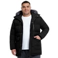 thumbnail image 3 of Wantdo Men's Big and Tall Recycled Winter Coat Quilted Winter Mid-length Plus Size Puffer Jacket with Removable Hood Black 5XL, 3 of 9