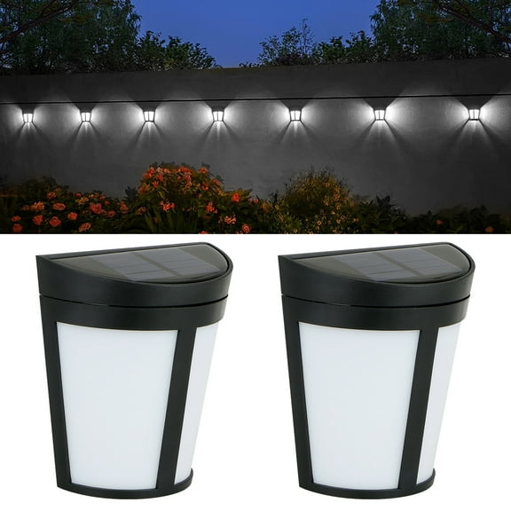 EEEkit 2pcs Solar Wall Lights, Waterproof LED Outdoor Lights for Fence Deck Step Stair Yard Garden Patio Pathway, White