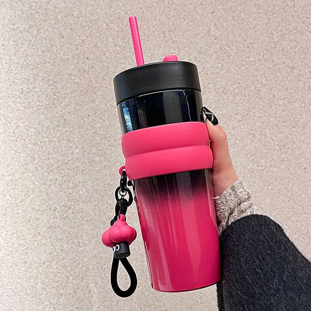 Termo para coche de acero inoxidable 316 de 710 ml, taza térmica para café, barra de hielo, taza con pajita, botellas de agua portátiles con aislamiento al vacío