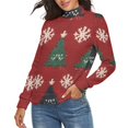 thumbnail image 2 of Knitted Christmas Tree Women's Turtleneck Sweater Long Sleeve Ribbed Fitted Turtle Neck Casual Fall Winter Collection Top S, 2 of 4