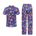 thumbnail image 6 of TSOVTHRID Rose Flower Leaves Print Pajama Set for Women Short Sleeve Soft Nightwear with Long Pants Women Loungewear Pjs Sets, 2XL, 6 of 7