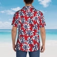 thumbnail image 4 of Sikiie Palm Tree Pattern on Red Print Men's Hawaiian Shirt, Summer Beach Button Pocket Short Sleeve T-Shirt,Small, 4 of 7