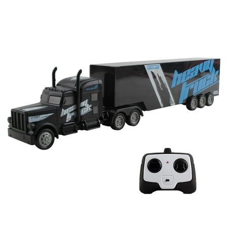Photo 1 of Vokodo RC Semi Truck And Trailer 18 Inch 2.4Ghz Fast Speed 1:16 Scale Electric Hauler Rechargeable Battery Included Remote Control Car Kids Big Rig Toy Vehicle Great Gift For Children Boy Girl (Black)