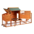 thumbnail image 6 of ZephyPaws 83in Mobile Chicken Coop with Nesting Box,Hen House Outdoor for 2-3 Chickens,Wooden Poultry Cage with Wheels,Run,Sunroom,Orange, 6 of 12
