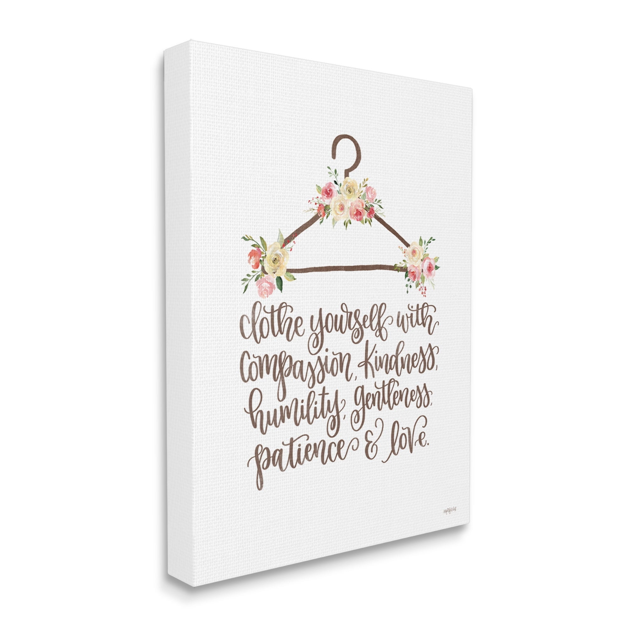 Stupell Industries Clothe Yourself Motivational Fashion Quote Floral Calligraphy Graphic Art Gallery Wrapped Canvas Print Wall Art, Design by Imperfect Dust