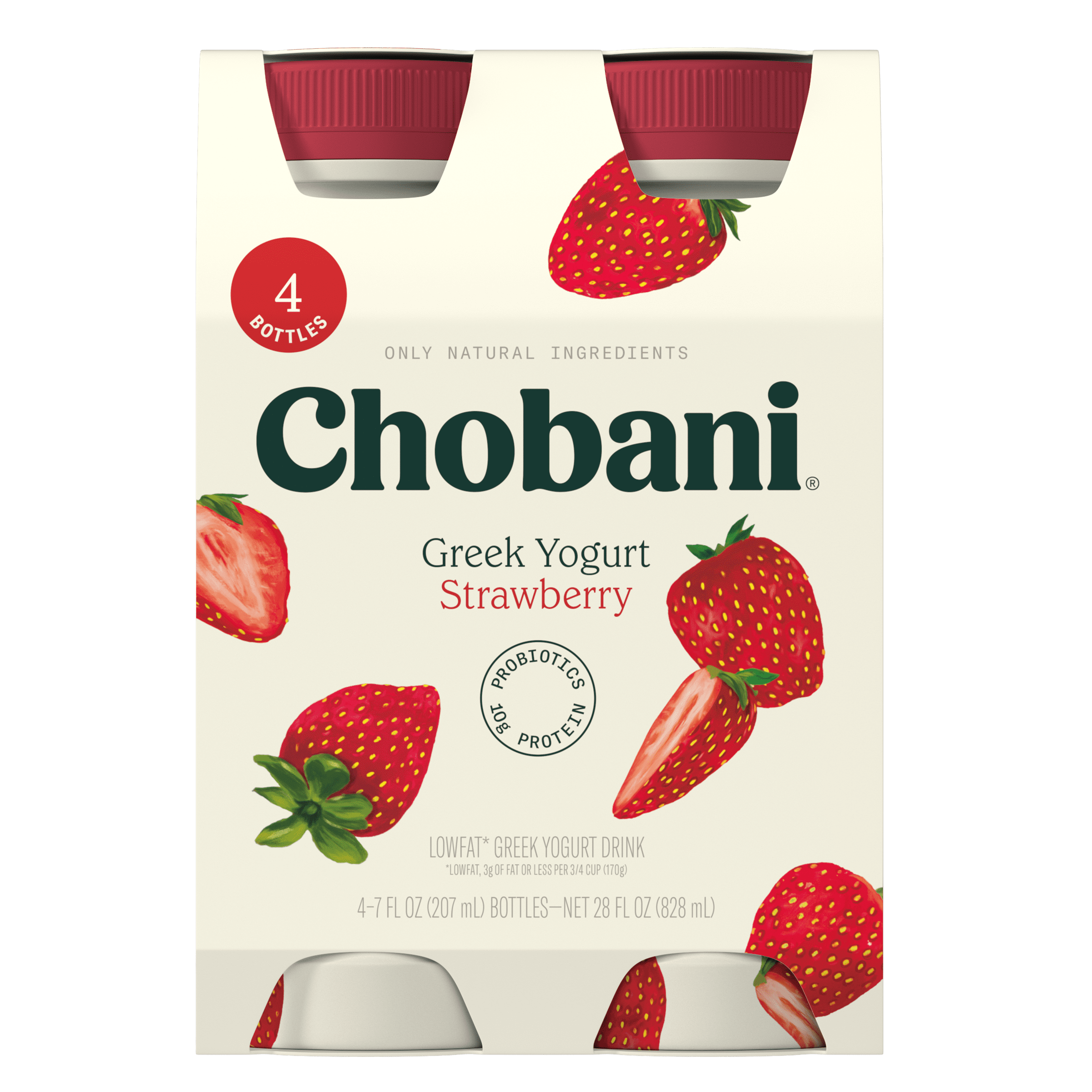 Chobani Lowfat Greek Yogurt Drink Strawberry 7 fl oz 4 Pack