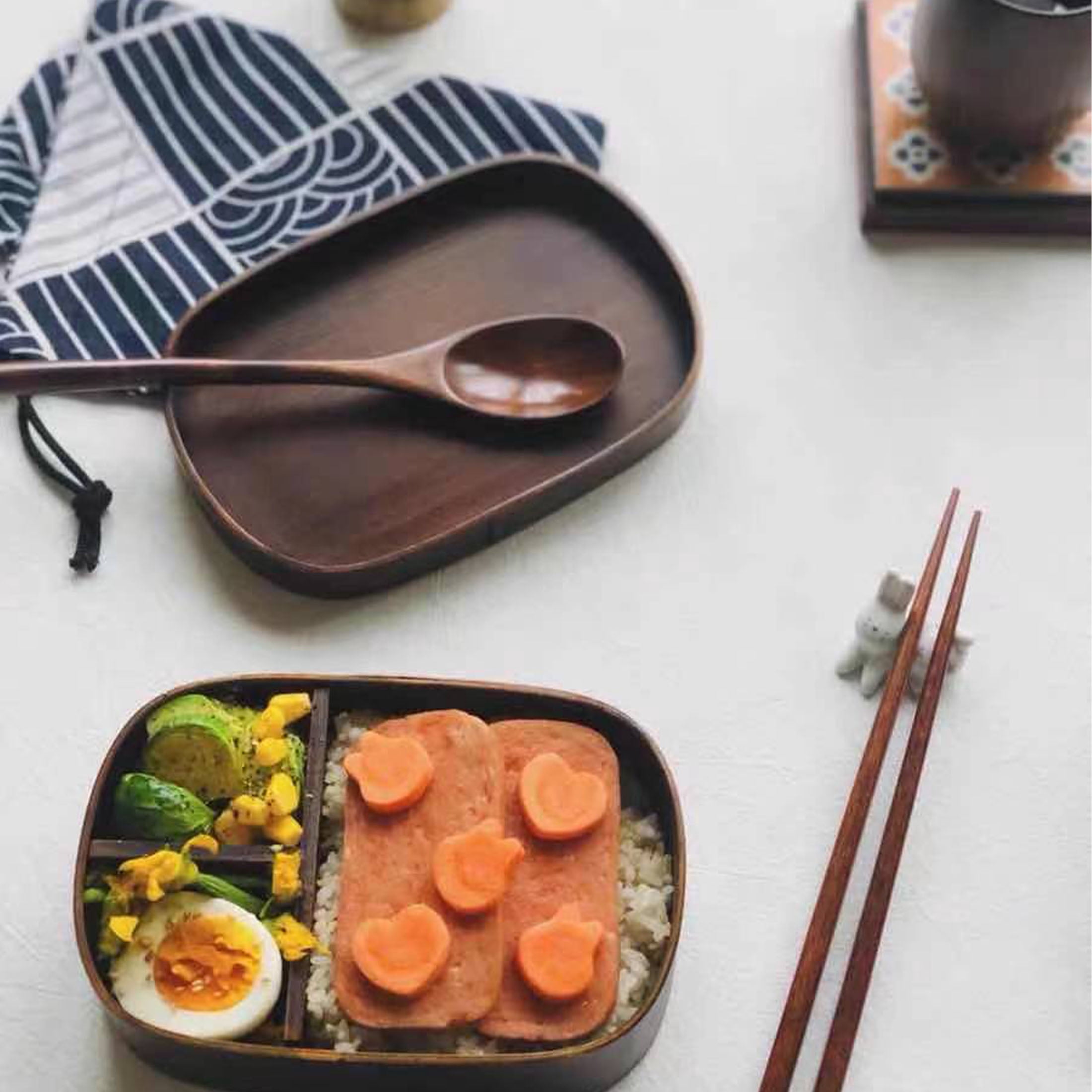 SXDY Wooden Bento Boxes Lunch Box, Japanese Style Food Containers Picnic Box, With Spoon Fork Chopsticks