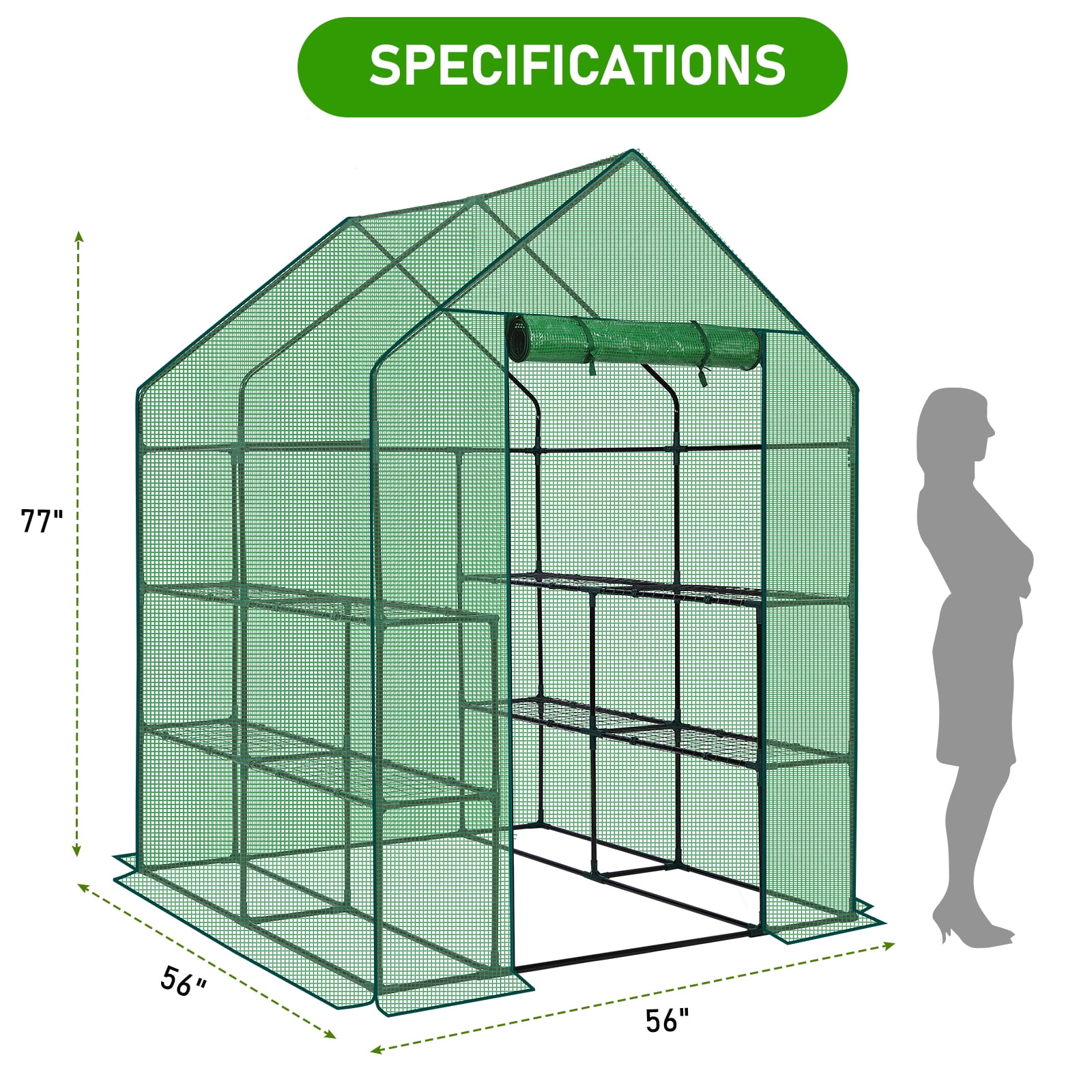 Ktaxon 57x57in Portable Greenhouse, Green Outdoor Plant House for