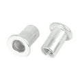 thumbnail image 3 of 110 Pcs M4 Silver Tone Aluminum Alloy Car Auto Flat Head Rivet Nut Threaded Insert, 3 of 6