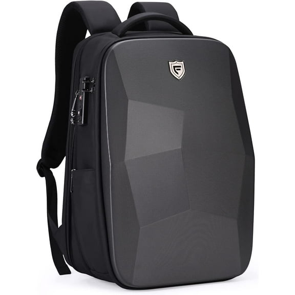 FENRUIEN 17.3-Inch Hard Shell Laptop Backpack,Anti-Theft Waterproof Business Travel Computer Backpack,Black Gaming Laptop Bag with USB Port for Men