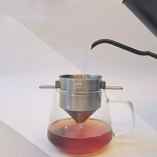 Filtro de café reutilizable de acero inoxidable | Cono de malla fina para preparación por goteo | Filtro permanente sin papel para cafeteras, prensas francesas y viajes