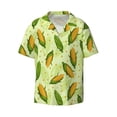 thumbnail image 2 of Lsque Fresh Corn print Men's Cuban Collar Short Sleeve Shirt Summer Beachwear Casual Button Down Fashionable Vacation Leisure Shirt-4X-Large, 2 of 7