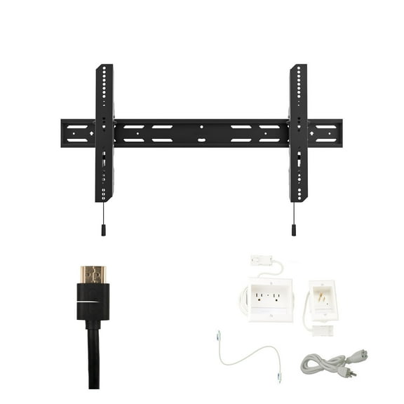 Kanto PT400 Tv Mounting package W/ DUAL outlet thru wall power kit And HDMI Cable