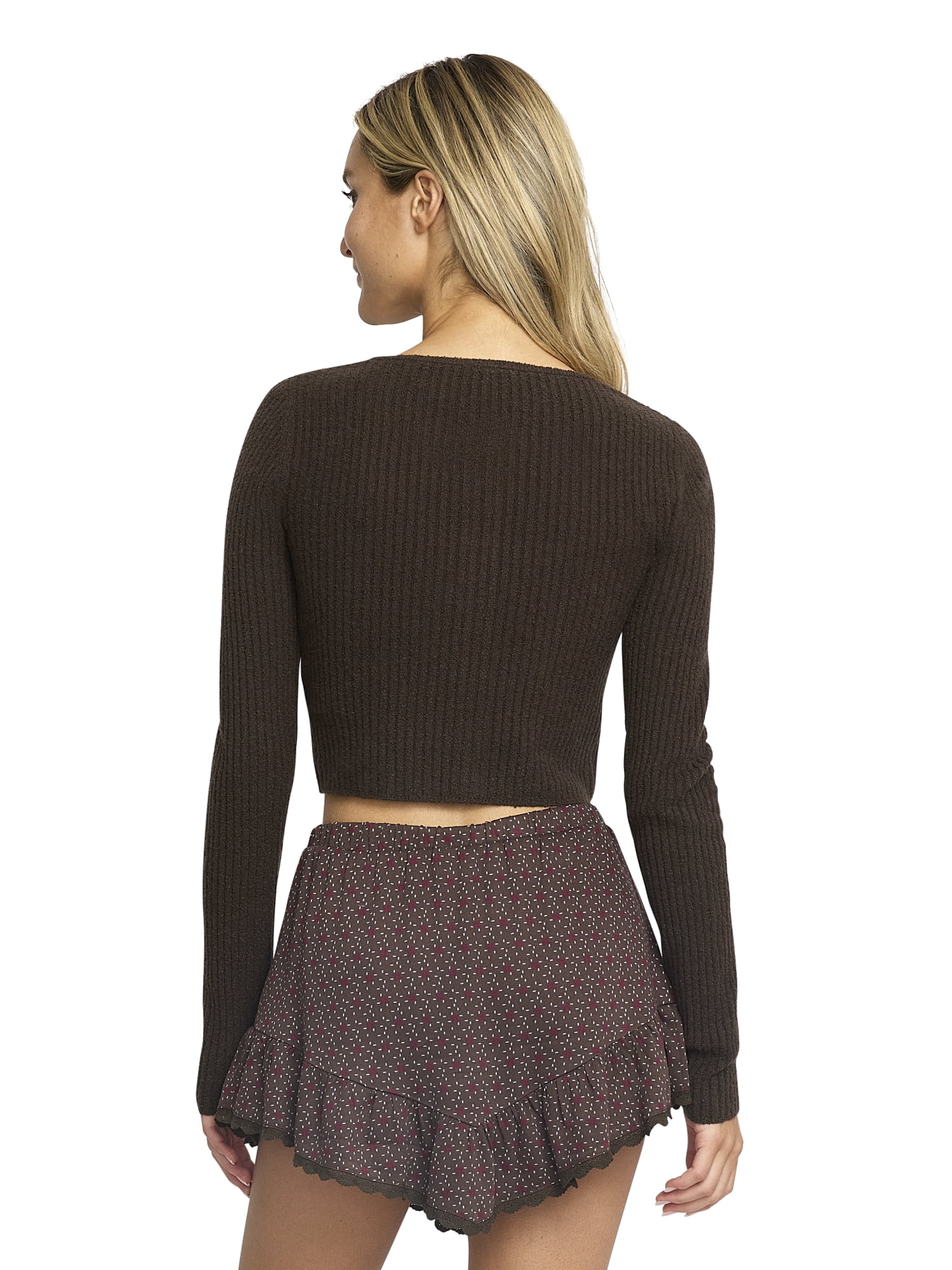 Mills by Millie Bobby Brown Women's Rib Crew Cardigan, Sizes XXS- XXL