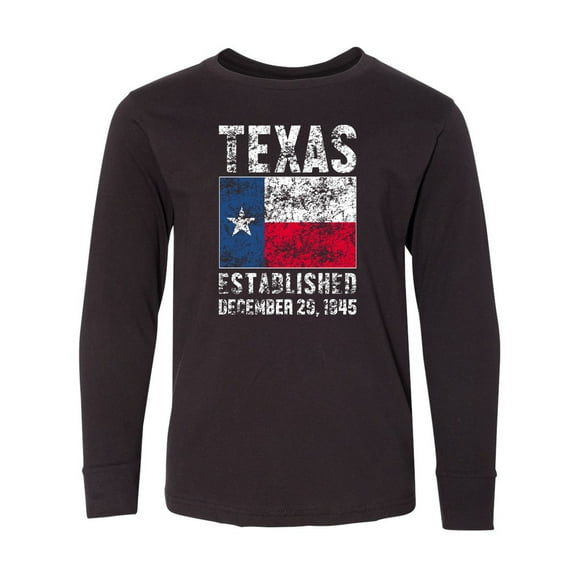 Inktastic Established December 29, 1845 Texas Flag Long Sleeve Youth T-Shirt