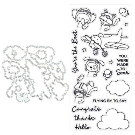 TINYSOME Pilot Cutting Dies Metal Embossing Die Cuts Clear Scrapbooking Stamps for Kid Card Making DIY Craft Album