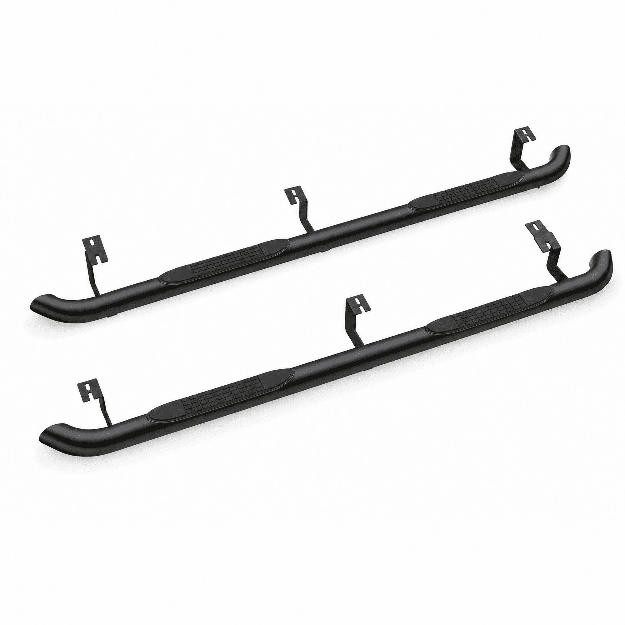 2-Piece 4-Inch Running Boards Side Steps for Toyota Tacoma 2005-2023 Crew Cab, Oval Straight Carbon Steel Nerf Bars with Black Powder Coat, Black