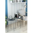 thumbnail image 4 of PAK HOME - Set of 2 End Table - High Gloss Grey Wood Round Sofa Side Coffee Tables for Small Spaces, Nightstand Bedside Table with Metal Silver Legs for Bedroom, Living Room, Home Office, Balcony, 4 of 6