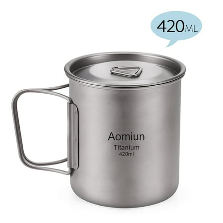 

Aomiun Ultralight Titanium Cup Outdoor Portable 2PCS Cup Set 350ml 650ml Camping Picnic Water Cup Mug with Foldable Handle 350ML + 650ML