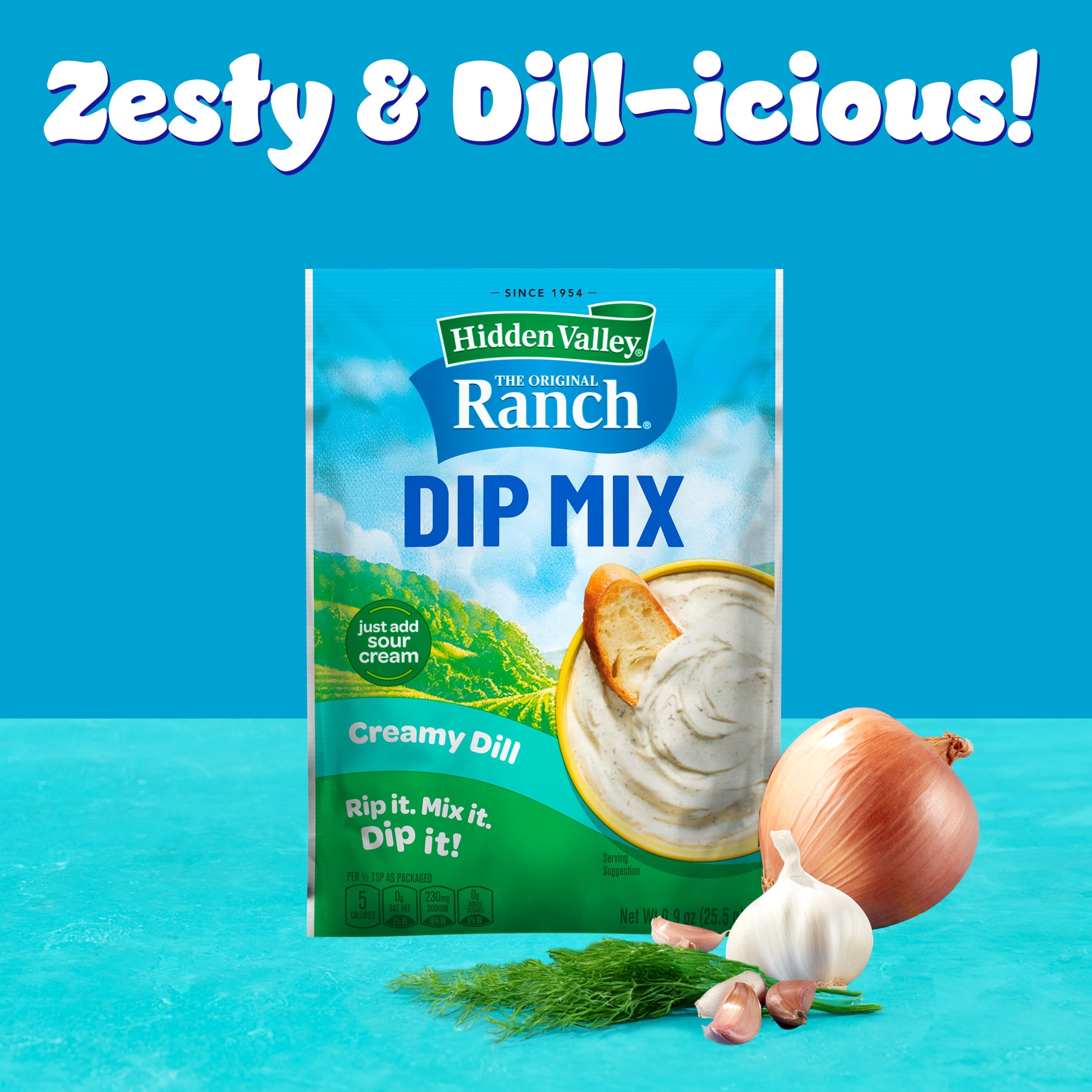 Hidden Valley Creamy Dill Ranch Dip Mix, 0.9 oz Packet