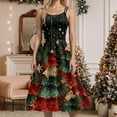 thumbnail image 3 of UngA Christmas Womens Dress Sleeveless Spaghetti Straps Xmas Dresses Printed A-Line Swing Evening Women's Party Dress,Size M, 3 of 4