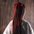 thumbnail image 2 of Diadema antigua para mujer Baoblaze cinturón Hanfu Vino rojo cintas de tela para el cabello, 2 of 8