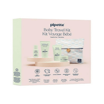 Pipette 5-Piece Baby Travel Set (Shampoo & Wash, Lotion, Balm, Oil, and Travel Pouch)