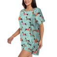 thumbnail image 2 of "Wukai Christmas Dachshund Women's Pajama Set - Short-Sleeve Top and Shorts with Elastic Waistband and Pockets for Loungewear, Yoga, and Casual Wear-, 2 of 8