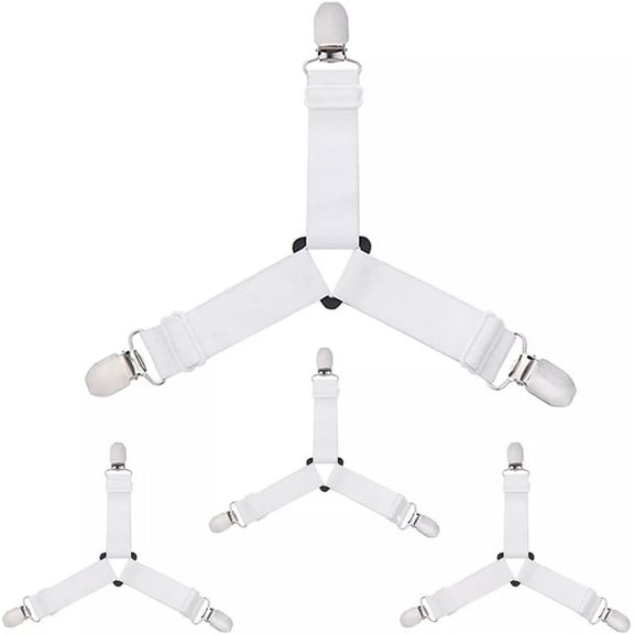 Bed Sheet Straps Fasteners, Fitted Triangle Sheet Clips Mattress Clips 3 Way Fitted Bed Corner Holder Sheet Suspenders Grippers for Bedding Sheets, Mattress Covers, Sofa Cushion (4PCS)