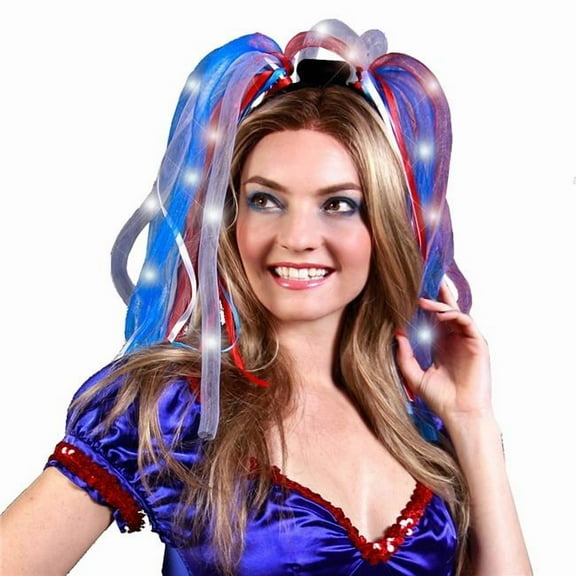 Blinkee 5045100 Noodle Headband Flashing Dreads, Red, White & Blue