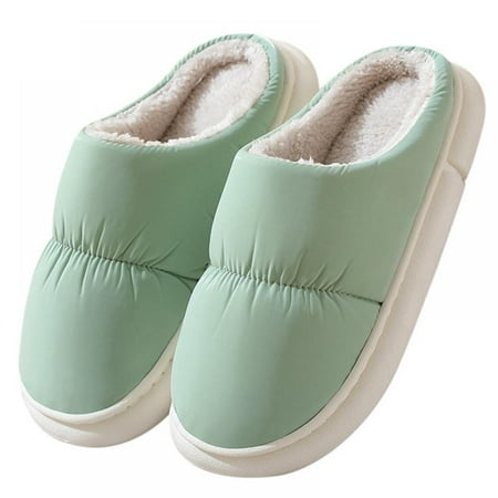 

Slippers for Mens Winter Home Indoor Warm Thick Sole Waterproof down Cotton Shoes Soft Plush Fleece Indoor Outdoor Shoes