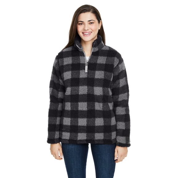Ladies' Epic Sherpa 1/4 Zip - BLK/ CHAR BUFLO - XL